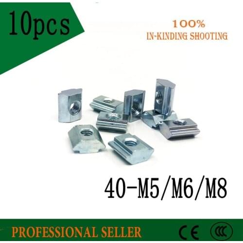 10PCS T Sliding Nut block 40-M5 40-M6 40-M8 Slot Zinc Plated Carbon Steel Aluminum Accessories For 4040 series Aluminum Profile