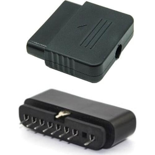 100 Sets a lot 9 Pin 90/180 disgree Female Connector Game Controller Socket Slot with shell for PS2 Console for playstation 2