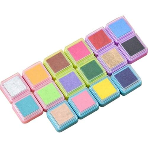 16 Pack Craft Ink Pad Stamps DIY 16 Colors Rainbow Finger Ink Pad Pigment for Kids Adults - Quick Dry