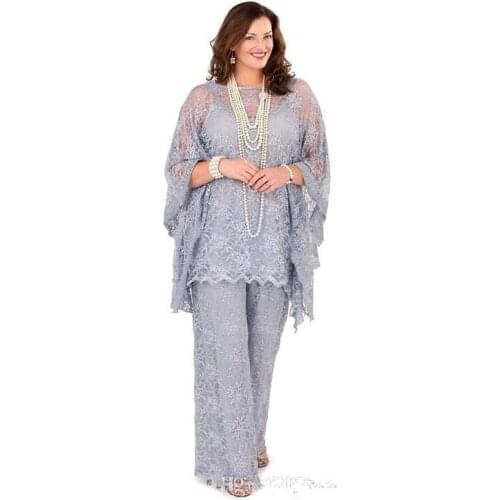 2019 Lace Mother of the Bride Pant Suits Three Pieces Formal Women Plus Wedding Groom Guest Gown mother of the bride dresses