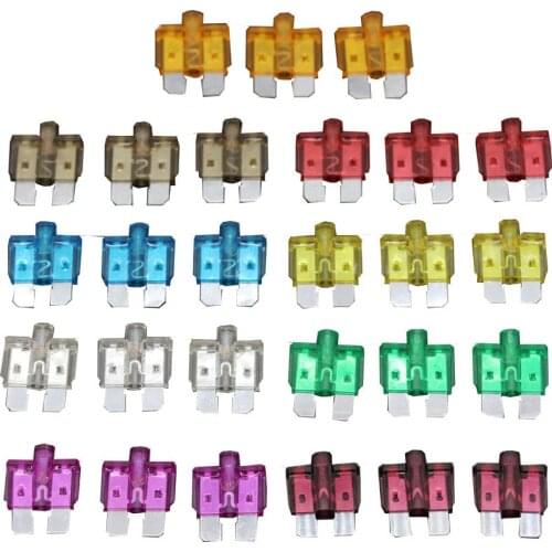 27PCS 5A~40A Medium Size Auto fuse inserts car insurance tablets Medium fuse with lamp car inserts fuse with box and clip