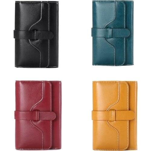 28GD Womens Retro Leather Wallet Female Short Card Holder Coin Purse Trifold Wallets