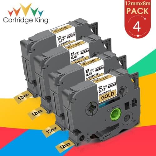 4pk 12mm TZ Laminated Tape TZ-831 for Brother TZ 831 Black on Gold Ribbon Compatible for Brother PT-H100 PT-D400AD Printer
