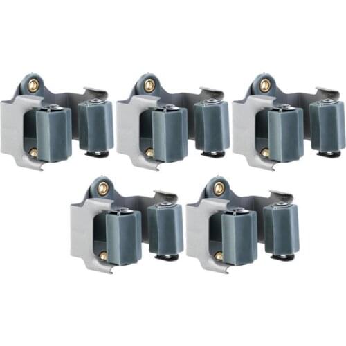 5pcs Kitchen Storage Organizer Mop And Broom Holder Wall Mounted Garden Storage Rack Position Garage Holds Mop Tool Holder Fixed