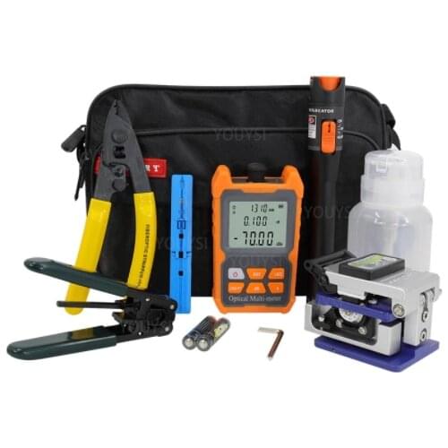 8pcs/set FTTH Fiber Optic Tool Kit with Fiber Cleaver Optical Power Meter Visual Fault Lcator 5km/10km/20km/30km