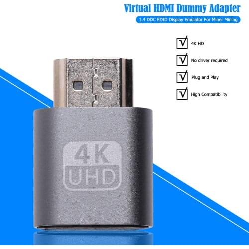 Hdmi Compatible Virtual Display Adapter 1.4 Ddc Edid Virtual Plug Lock Video Card Gpu Rig Simulator For Bitcoin Btc Miners