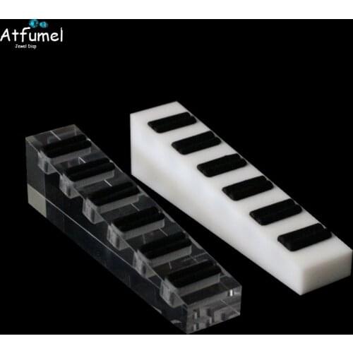 Promotion Acrylic Jewelry Ring Holder Box Black Velvet 6 Slot Ring Jewelry Display Organizer Rack Bevel Window Show Ring Stand