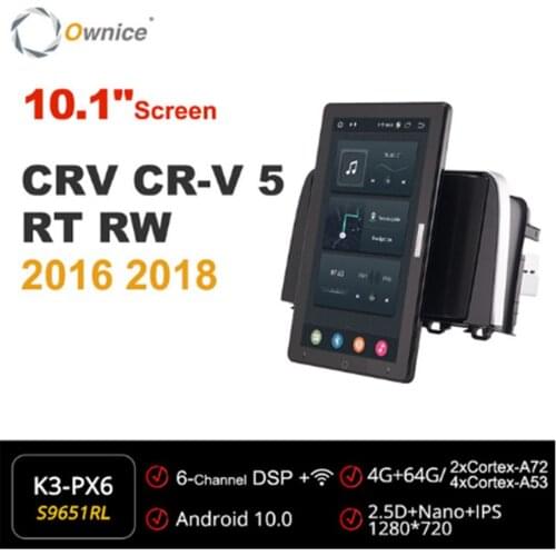 Ownice 720P Android 10.0 Car Radio ForHonda CRL6 CRV 5 RT RK32 2016 2018 GPS Multimedia Player Head Unit 10.1" IPS Rotatable