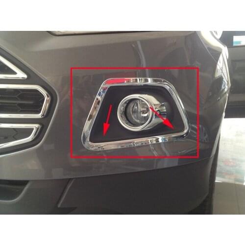 Car Styling For Ford Ecosport 2013 2014 2015 2016 ABS Chrome Front Head Fog Light Lamp Cover Trim Foglight Frame Decoration 2PCS