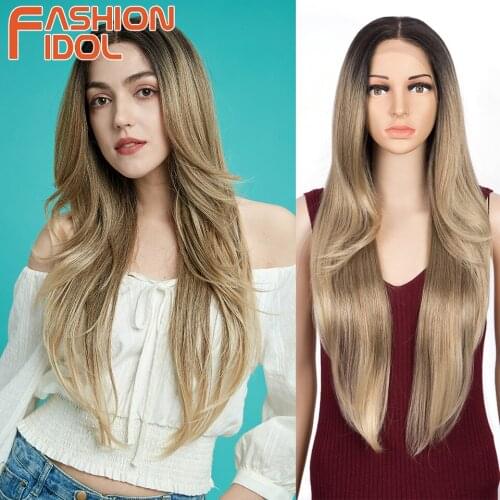 Blonde Lace Front Wig Synthetic Lace Anime 613 Wigs Long Straight Hair 28 Inches Soft Wig Cosplay For White Women FASHION IDOL