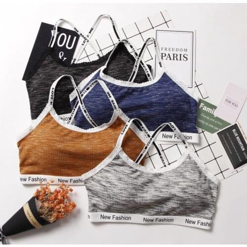 Fashion new back button tube top cotton summer breathable beauty back lace side bottom comfortable gather breathable strap bra