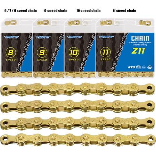 Mountain bike chain 6 7 8 9 10 11 speed mountain bike full plating gold chain 24/27/30 variable speed bicycle accessories