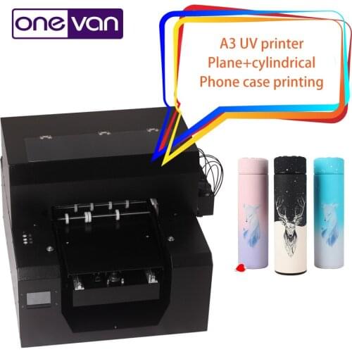 Ink flatbed printing multifunctional LED UV cooling A3 size for wooden photo T-shirt mobile phone case business card printing