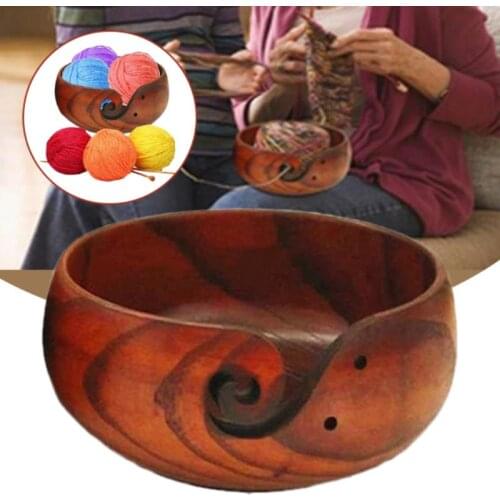 15-17cm Handmade Wood Yarn Bowl Knitting Storage Bowl Crochet Bowl Knitter Bowl Yarn Holder Organizer