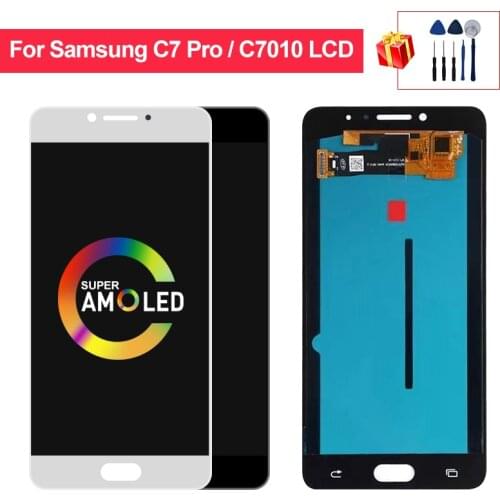 Super AMOLED For Samsung C7 Pro C7010 LCD SM-C7010 Display Touch Screen Digitizer Replacement Parts For Galaxy C7010F Display