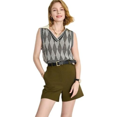 Designer Cropped Sweater Vest 2021 Autumn Removable Collar V Neck Sleeveless Argyle Sweater Vest Women Pullover Vest Crop Tops
