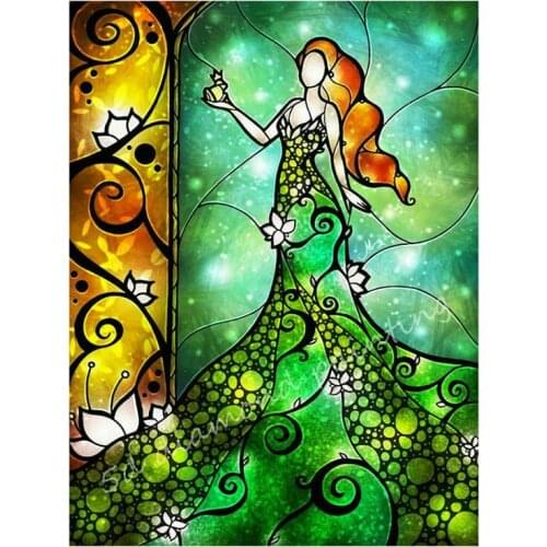 Cartoon diy 5d diamond painting girl fantasy pattern full square mosaic diamond embroidery wall sticker decoration gift 40x50cm