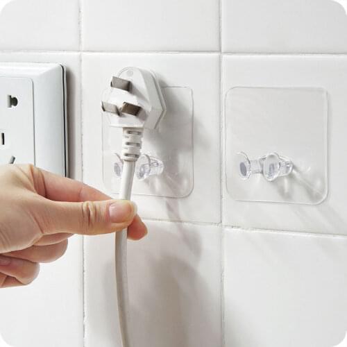 Creative Power Plug Socket Holder PVC Wall Storage Hooks Wall Adhesive Hanger Home Office Bathroom Hook Kitchen Supplies