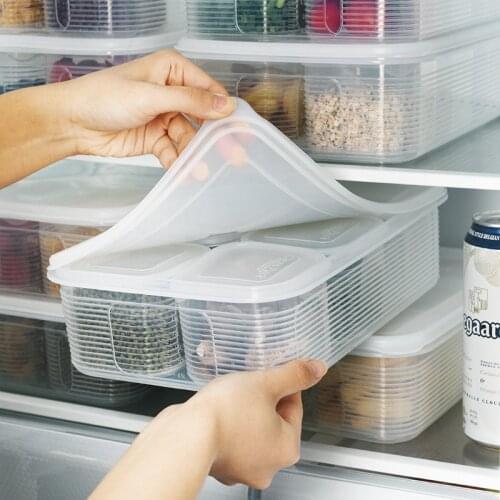 Kitchen Food Vegetable Storage Box Grid Fridge Storage Box Seal Kitchen Organizer Transparent Keep fresh Storage Container
