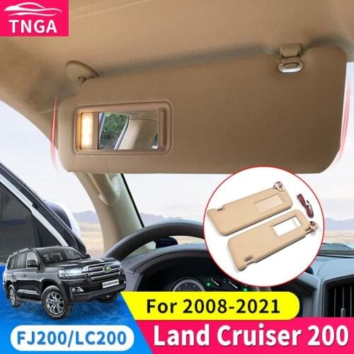 For 2008-2021 Toyota Land Cruiser 200 Modified Sun Visor Windshield Main Co-Pilot Cosmetic Mirror LED Light Original Accessories