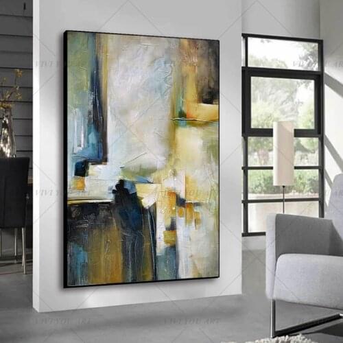 Fashion 100% Handmade Abstract Calm Black Glod Oil Painting for Living Room Modern Painting wall decor picture art Gift