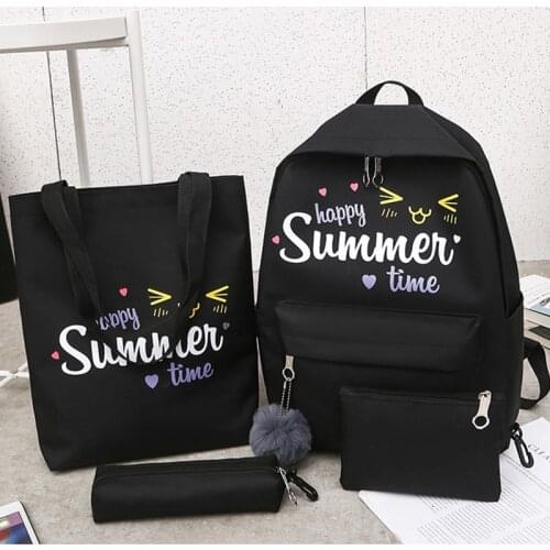 Fashion Woman Backpacks Travel Rucksacks Leisure Backpacks For Teenage Girls School Bagpack 4pcs/set College Student Schoolbag