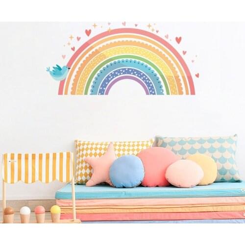 Cartoon lace rainbow wall sticker child kids room Bedroom background wallpaper Art decals for home Beautify decoration stickers
