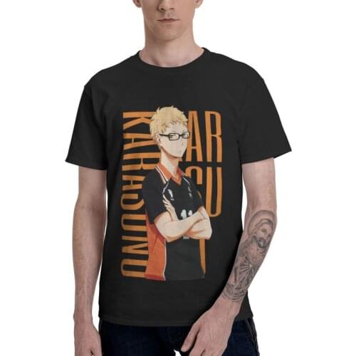 Kei Tsukishima T-shirt Men Novelty T Shirt Short Sleeve Anime Manga Haikyu Haikyuu Tshirts Cotton Tee Tops Clothes