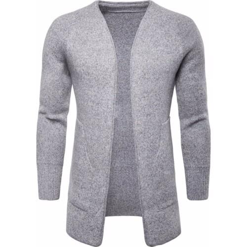 Men long wool coat british style sweater
