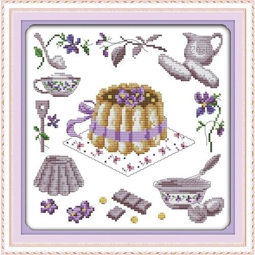 Joy Sunday Needlework Diy New Painting Design Cross Stitch Birthday Cake Cross Stitch Sets for Embroidery Kit Home Decoration