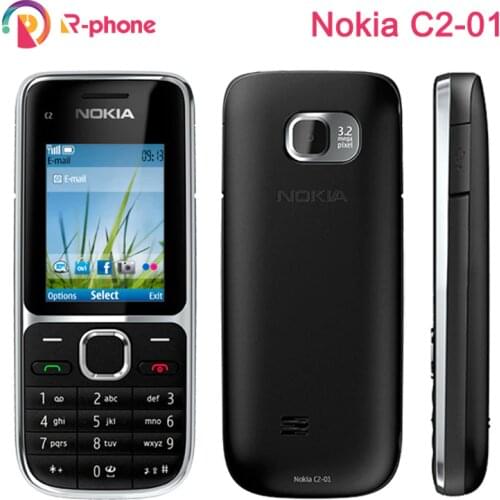Nokia C2 C2-01 Refurbished Mobile Phone & Hebrew Russian Arabic keyboard Original Unlocked Cellphones