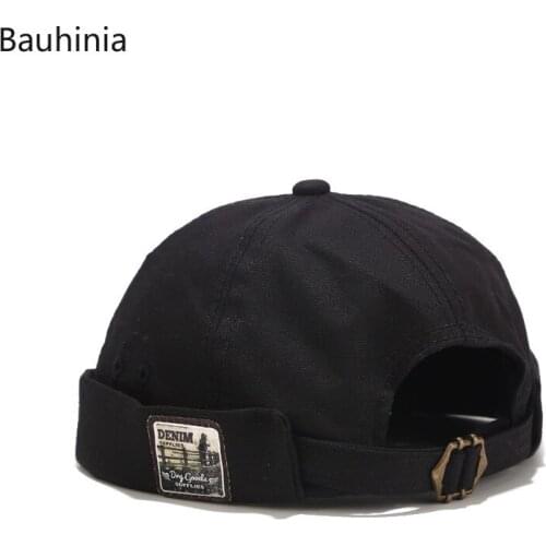 New fashion Men Cotton Skullcap Sailor Cap Patch Warm Cuff Bucket Cap Brimless Hat Women Casual Solid Color Adjustable Hats