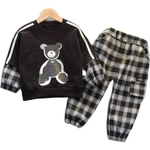 New Spring Autumn Baby Boys Girls Clothes for Children 2021 Fashion Print Cartoon Bear Outfit Casual Kids Sportswear Sets 0-5y