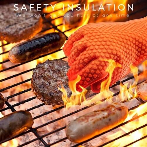 NEW BBQ Silicone Grilling gloves Baking Gloves Anti-Scalding Cooking Oven Mitts Fireproof Barbecue Kitchen Heat Insulation Glove