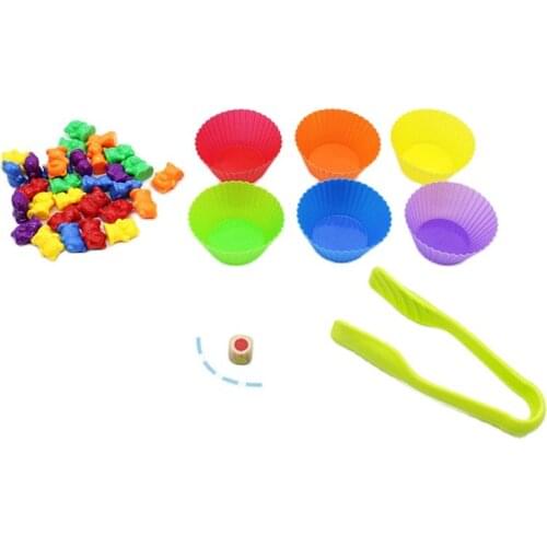Wholesale 5 sets new Counting Bears With Stacking Cups Montessori Educational math tools Color Sorting Matching Game toy gifts