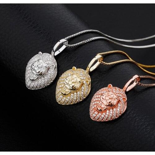 HIP Hop S925 Sterling Silver Bling Ice Out Zircon Lion Pendants Necklaces for Men Rapper Jewelry Drop Shipping