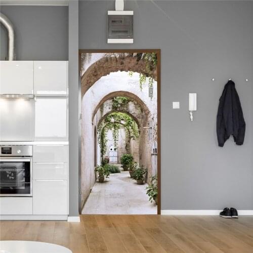 85x215cm Green Plants Corridor Door Poster Peel And Stick Household Decoration Decal Waterproof Self Adhesive Bath Door Sticker