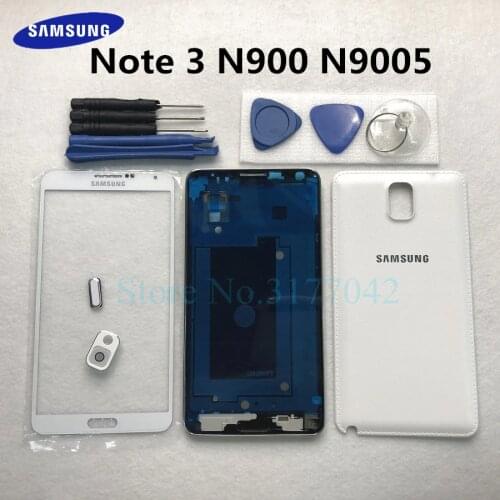 Full Housing case For Samsung Galaxy Note 3 N900 N9005 Note3 Front Glass Middle frame Battery Back Door Rear Cover + Tools