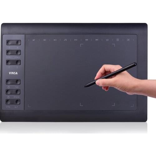 10x6 Inch 12 Express Keys Professional Graphics Drawing Tablet with 8192 Levels Battery-Free Stylus Support PC Laptop Connection