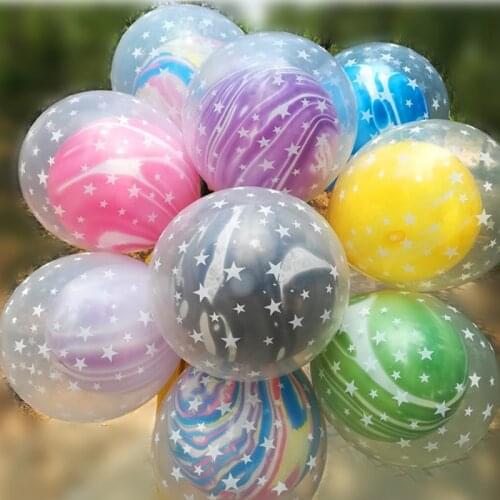 NEW Transparent Balloon 12inch Full Sky Star Balloons Birthday Party Wedding Room Decoration Sequin Printing Five Star Baloon
