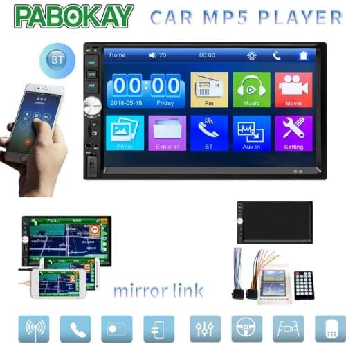 Radio 2 Din General Car Models 7'' LCD Touch Screen Player Bluetooth Audio Support Rear View Camera 7012B