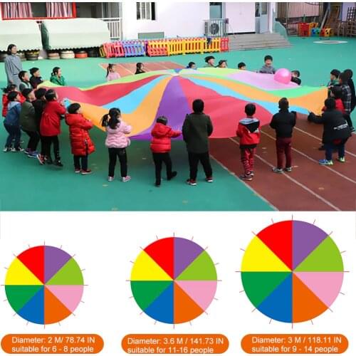 Rainbow Parachute Large Round Improving Hand-Eye Coordination Attracting Kids Attention Kindergarten Class Group Game