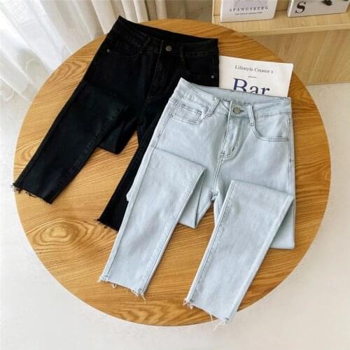 Ripped Jeans Woman High Waist Denim Pencil Pants Slim Skinny Elasticity Plus Size Trousers For Female Ninth Pants