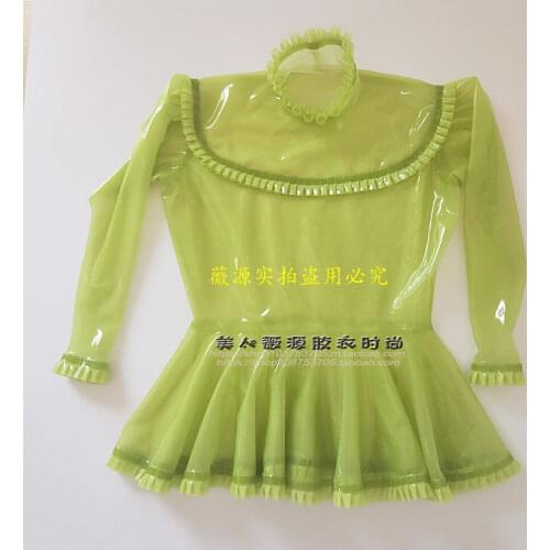 Sexy Women Latex Blouse Rubber Long Sleeve Shirt Top with Lace