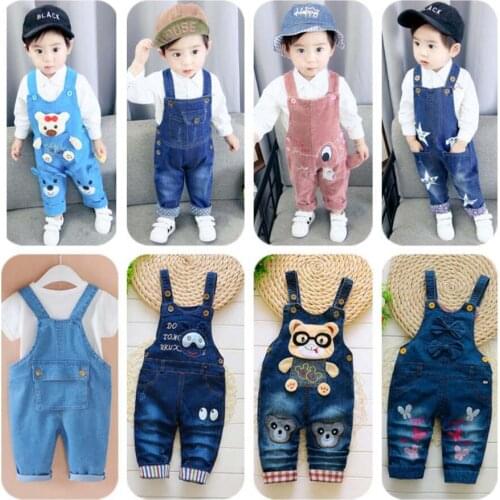 New born baby trousers infant cotton cute jeans little kids suspenders denim pants 0-4T yong baby outwear boys girls trousers