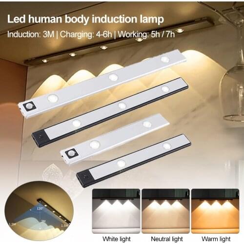 30cm/40cm Smart human Body Induction Sensor Corridor Wine Cabinet Light Closet Lamp USB Recharging Night Light Kitchen Bedroom