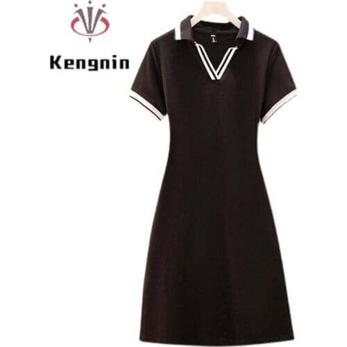 2021 Summer Womens Dresses Oversized Lady Vestidos T-Shirt Dress 95.2% Cotton Black Dress Female Loose Robe Dress KE1519