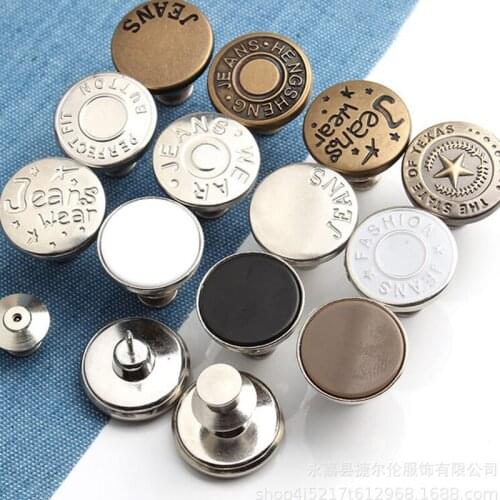 1Pc Metal Buttons Fashion Snap Fastener Buttons Jeans Cloth Perfect Fit Adjust Button self Reduce Waist Free Nail Sewing Buttons