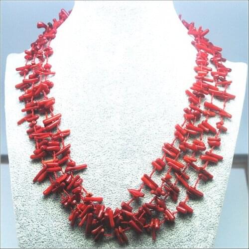 Sea coral Necklaces Coral chips Handmade knotted chokers necklaces size 10-15mm 17.5 inch length two colors available