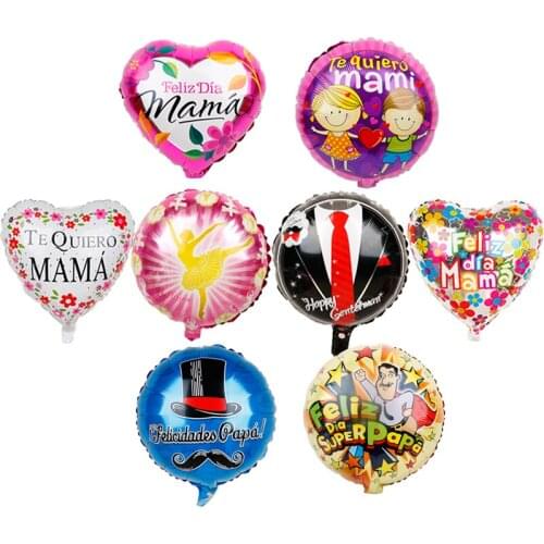 10pcs/lot Spanish Mothers day and Fathers day Foil Balloons Feliz Super Papa Mama Helium Globos Mothers day Party Decorations